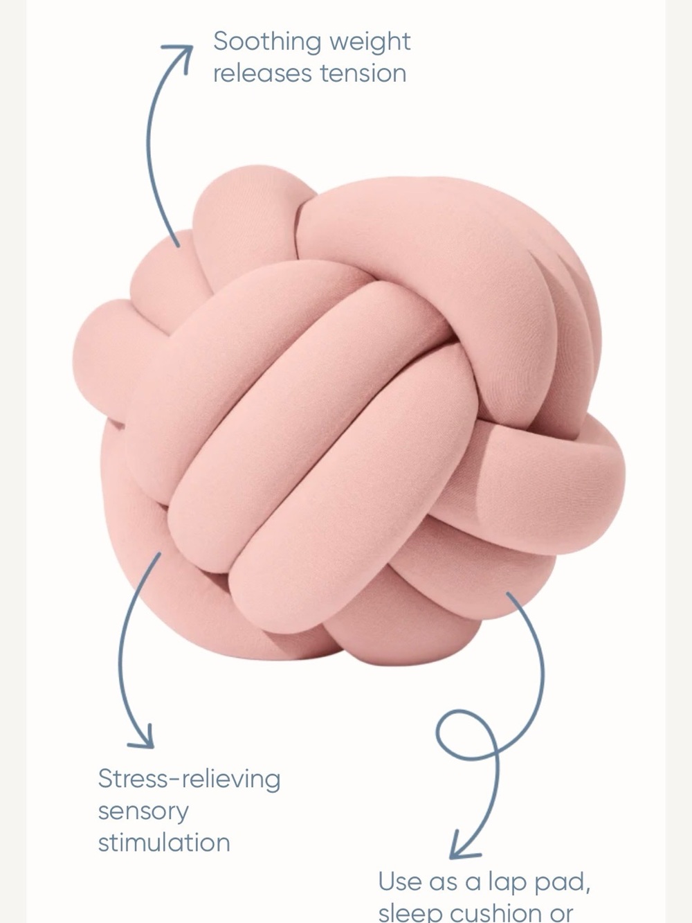 Bearaby Pink Knot Relaxation Pillow - Sensory Stress Relief Cushion